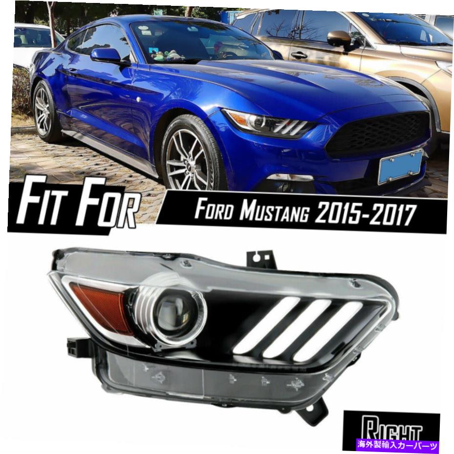 USヘッドライト 2015-2017 Ford Mustang HID DRL LEDチューブプロジェクターヘッドライトライト旅客 For 2015-2017 Ford Mustang HID DRL LED Tube Projector Headlight Light Passenger【並行輸入品】