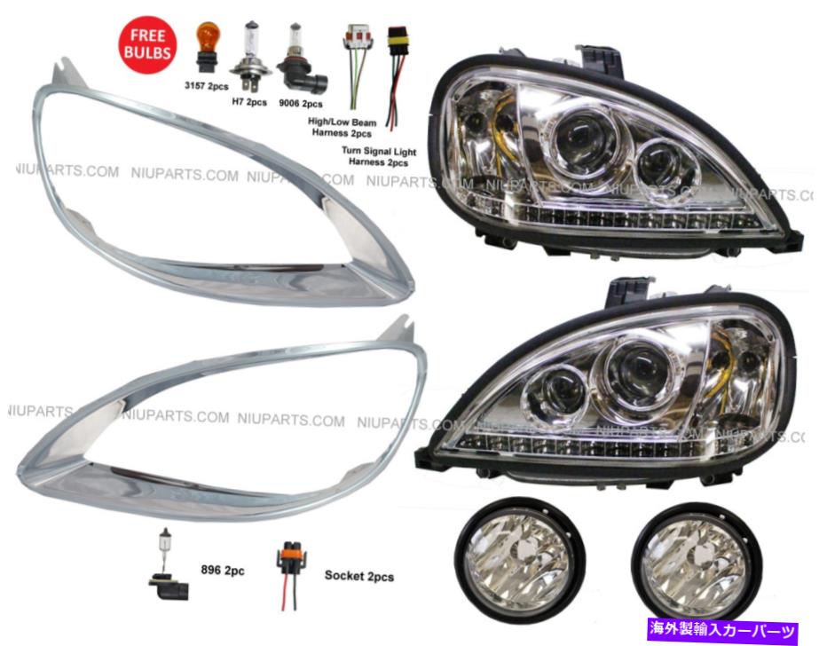 USヘッドライト LEDと霧のランプとBezel Chrome LH＆RHが付いているFreightLiner Columbiaのヘッドライト Freightliner Columbia Headlight with LED and Fog Lamp and Bezel Chrome LH & RH【並行輸入品】