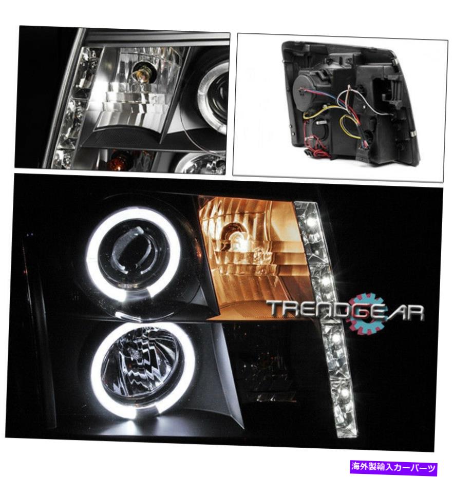 USヘッドライト 2002-2006キャデラックエスカレードハローブラックプロジェクターヘッドライト+ DRL LED + 6K HIDキセノン 2002-2006 CADILLAC ESCALADE HALO BLACK PROJECTOR HEAD LIGHT+DRL LED+6K HID XENON【並行輸入品】