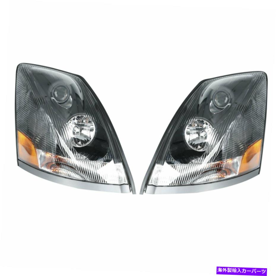 USヘッドライト VOLVO 04-17 VN VNL VNMトラックペアヘッドライトヘッドランプW /ブラックベゼルセット For Volvo 04-17 VN VNL VNM Truck Pair Headlights Headlamps w/ Black Bezel Set【並行輸入品】