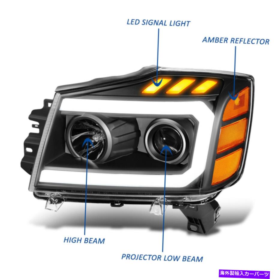 USヘッドライト 04-15日産ティタンアルマダU字型LED DRL信号プロジェクタヘッドライトブラック For 04-15 Nissan Titan Armada U-Shape LED DRL Signal Projector Headlights Black【並行輸入品】|Us Custom Parts Shop USDM
