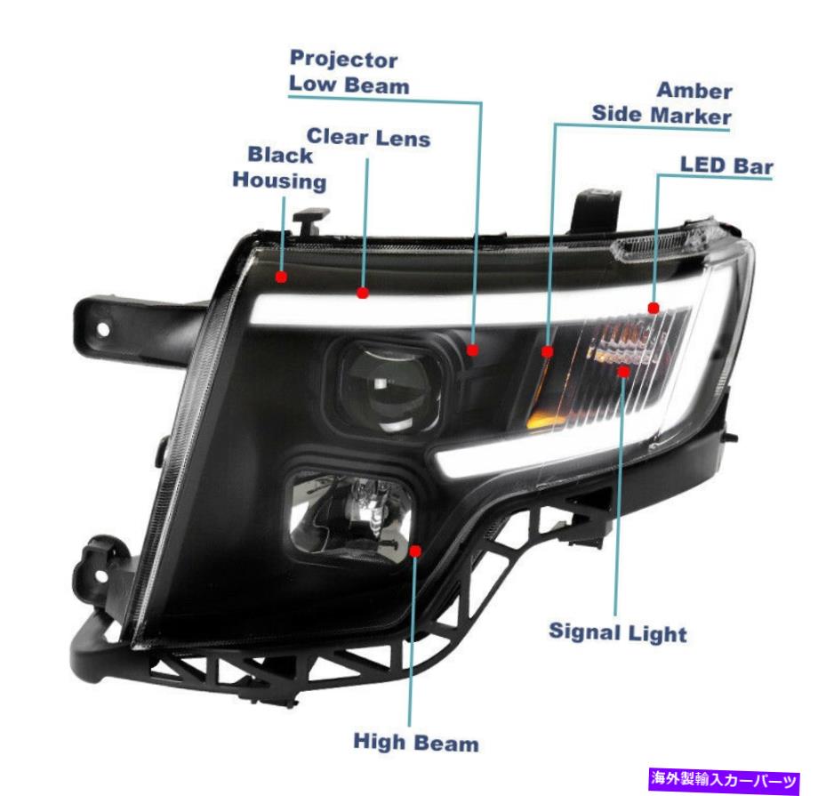 USヘッドライト 2007年2008 2009 2010 Ford Edge LEDチューブプロジェクターヘッドライトランプブラックLH + RH For 2007 2008 2009 2010 Ford Edge LED Tube Projector Headlight Lamp Black LH+RH【並行輸入品】｜Us Custom Parts Shop USDM