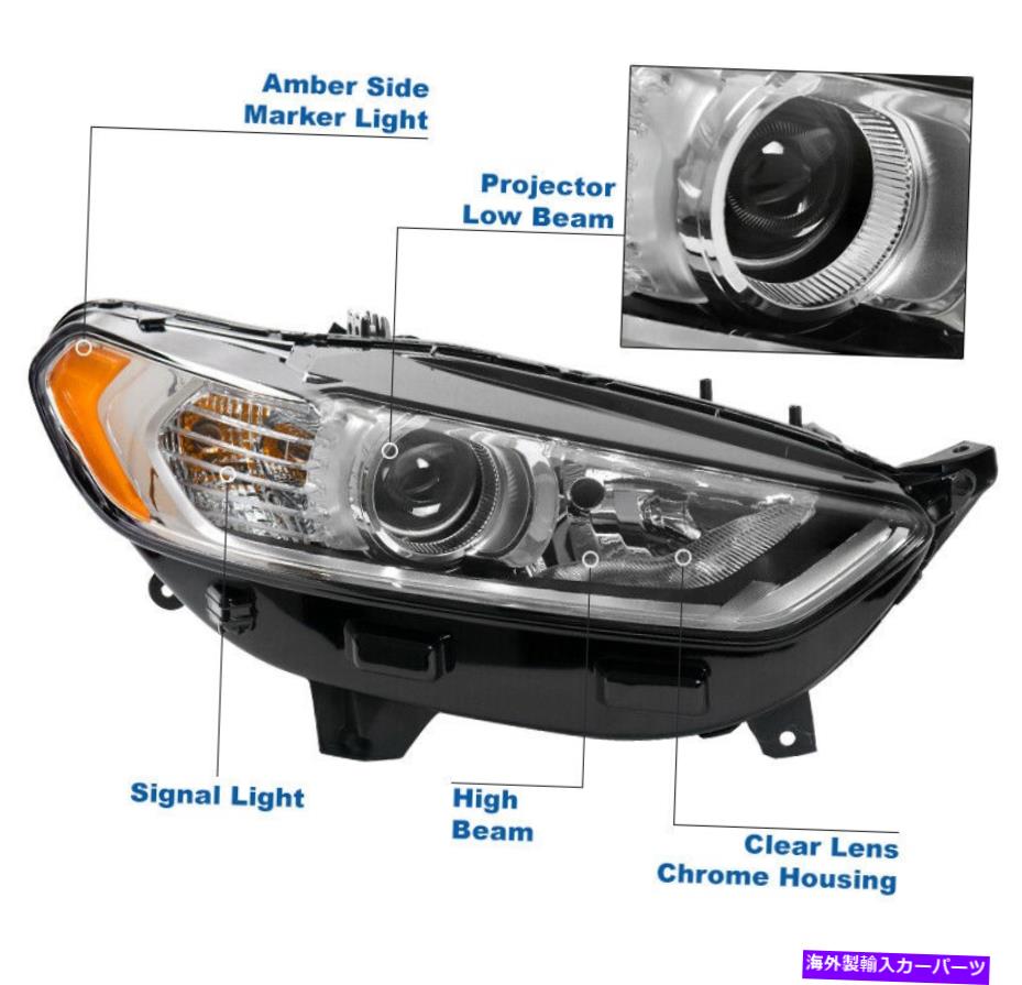 USヘッドライト 13 14 15 16フォードフュージョンクロムプロジェクターヘッドライトランプ+バンパーLED DRLペア For 13 14 15 16 Ford Fusion Chrome Projector Headlight Lamp +Bumper LED DRL Pair【並行輸入品】|Us Custom Parts Shop USDM