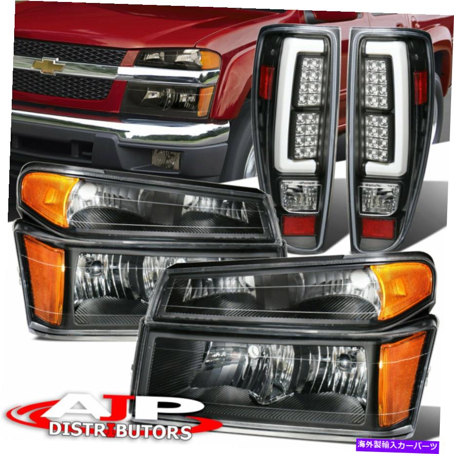 USヘッドライト 04-12コロラド渓谷琥珀リフレクターヘッドライトLEDブラックハウジングテールライト For 04-12 Colorado Canyon Amber Reflector Headlight Led Black Housing Tail Light【並行輸入品】