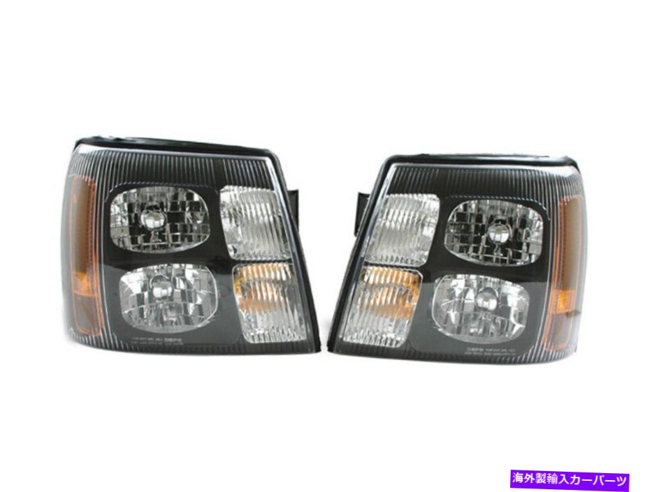USヘッドライト ヘッドライトユーロブラックパフォーマンスセット2002エスカレードSUVドライバ旅客 Headlights Euro Black Performance Set for 2002 Escalade SUV Driver Passenger【並行輸入品】