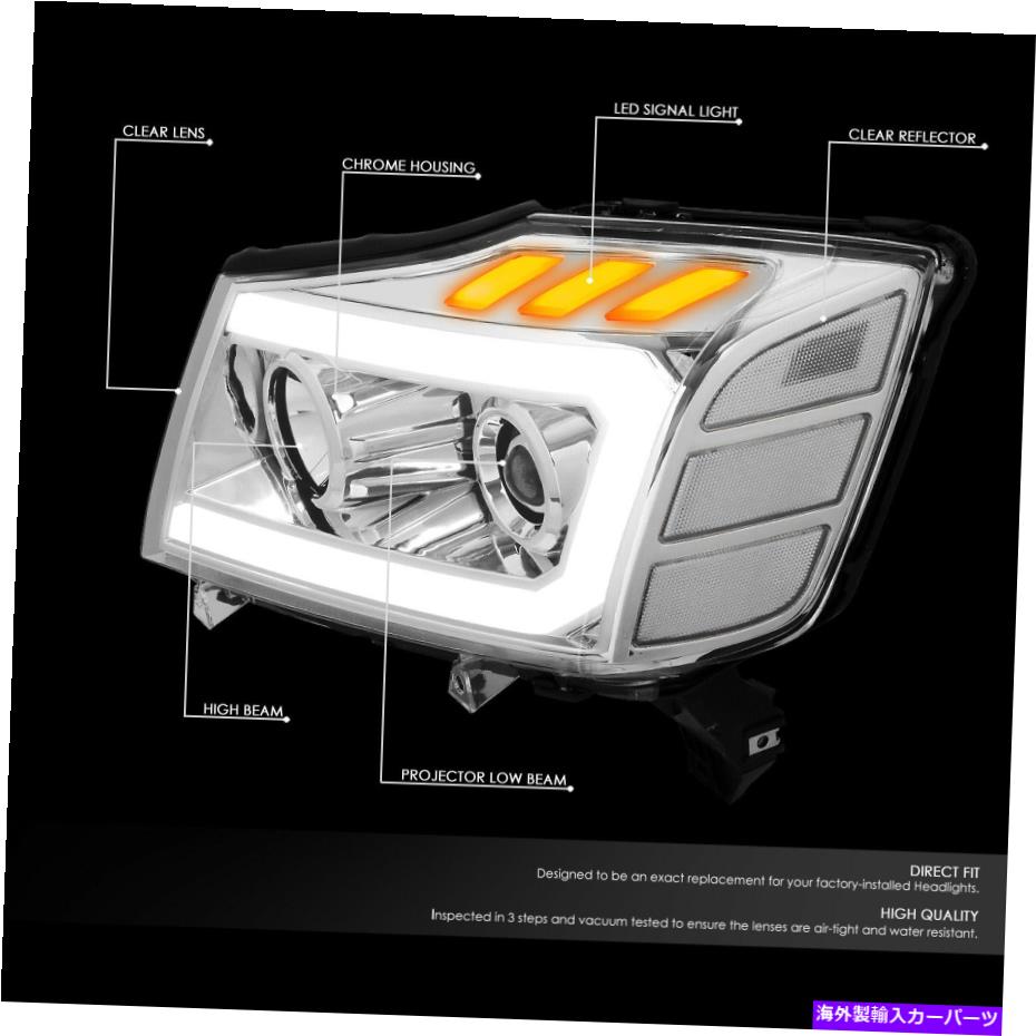 USヘッドライト [LED DRL] 04-15日産タイタンアルマダクロムクリアプロジェクターヘッドライトランプ [LED DRL] FOR 04-15 NISSAN TITAN ARMADA CHROME CLEAR PROJECTOR HEADLIGHT LAMPS【並行輸入品】