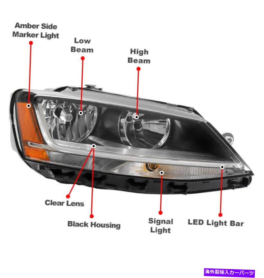 USヘッドライト 17-18 Volkswagen VW Jetta LEDハロゲンクロムヘッドライトヘッドランプW / DRL信号 For 17-18 Volkswagen VW Jetta LED Halogen Chrome Headlight Headlamp w/DRL Signal【並行輸入品】
