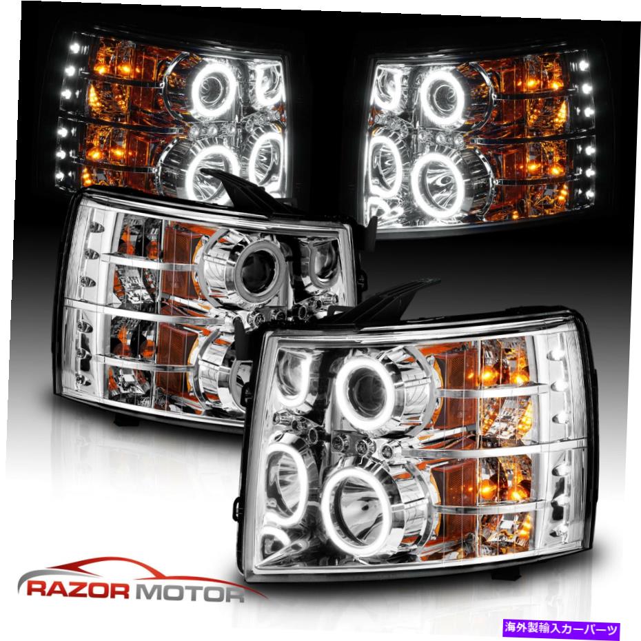 USヘッドライト [LEDハロー+マーカー] 07-14シボリーSilverado 1500 2500 3500 Chrome Projector [LED Halo+Marker]07-14 Chevy Silverado 1500 2500 3500 Chrome Projector【並行輸入品】｜Us Custom Parts Shop USDM