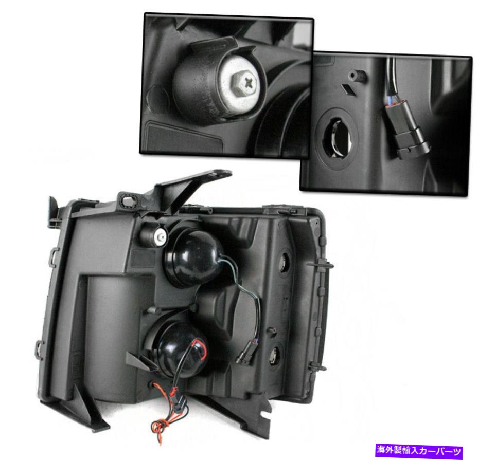 USヘッドライト シーボー2007-2013 Silveradoブラック/スモークLEDプロジェクターヘッドライトW / BLUE DRLキット FOR CHEVY 2007-2013 SILVERADO BLACK/SMOKE LED PROJECTOR HEADLIGHT W/BLUE DRL KIT【並行輸入品】