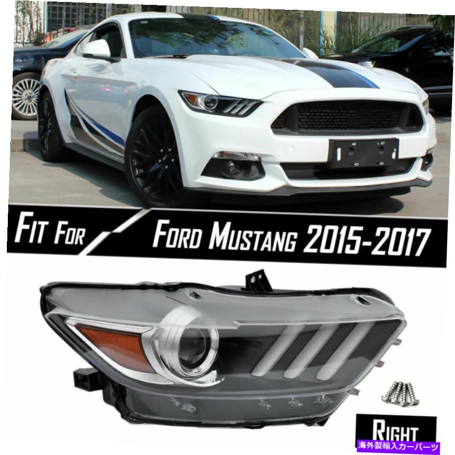 USヘッドライト 2015-2017フォードマスタングヘッドライトHID DRL LEDチューブプロジェクター旅客側 For 2015-2017 Ford Mustang Headlight HID DRL LED Tube Projector Passenger Side【並行輸入品】