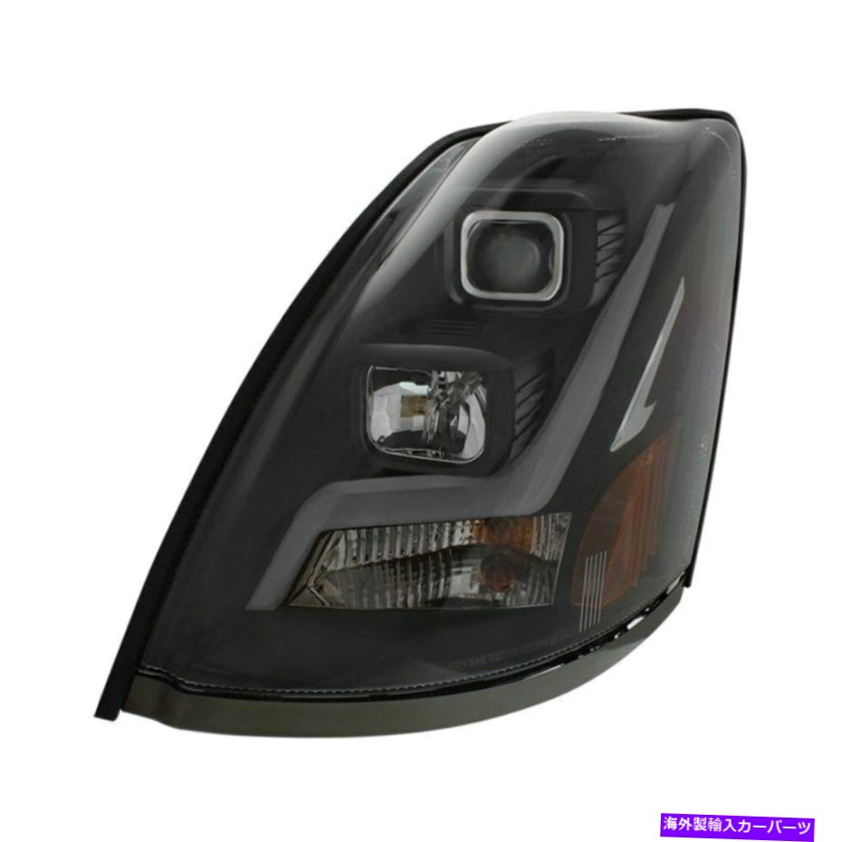 USヘッドライト VOLVO VNL 04-17ドライバサイドブラックLED DRLバープロジェクタヘッドライト For Volvo VNL 04-17 Driver Side Black LED DRL Bar Projector Headlight【並行輸入品】