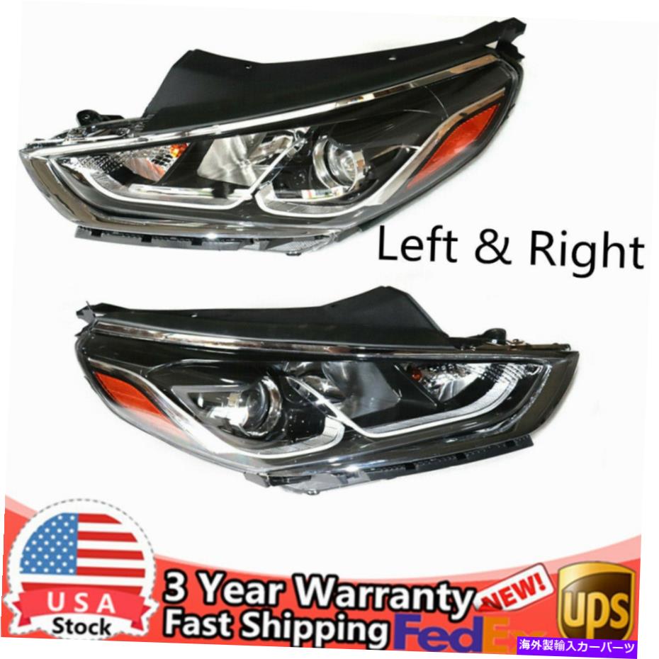 USヘッドライト Hyundai Sonata 2018-2019ヘッドライトクロームハウジングハロゲンヘッドランプ Fits Hyundai Sonata 2018-2019 Pair Of Headlights Chrome Housing Halogen Headlamp【並行輸入品】 61,191円