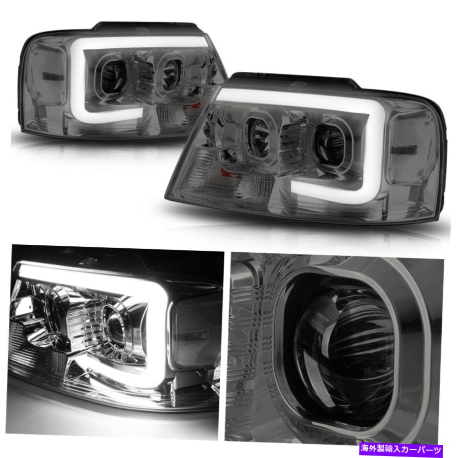 USヘッドライト 04-08 F150 /マークLTスモークハウジングの透明器のための3D LED DRLプロジェクターのヘッドライト 3D LED DRL Projector Headlight for 04-08 F150/Mark LT Smoked Housing Clear Side【並行輸入品】