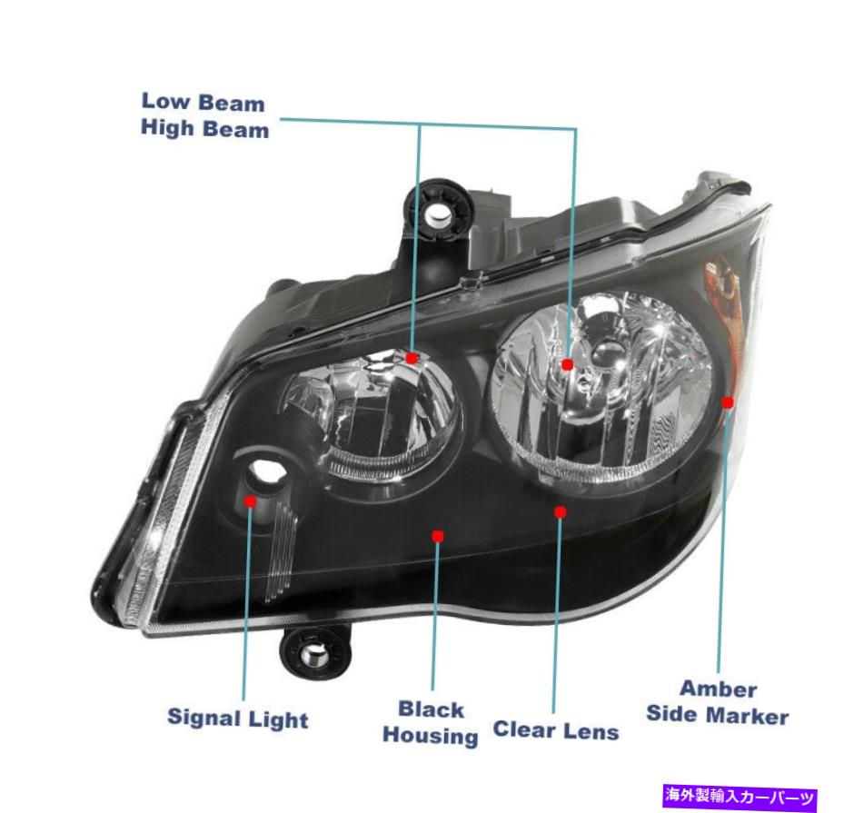 USヘッドライト 2008-16クリスラータウン＆カントリーブラックヘッドライトヘッドランプW / LED DRL + HIDキット For 2008-16 Chrysler Town & Country Black Headlights Headlamp w/LED DRL+HID Kit【並行輸入品】