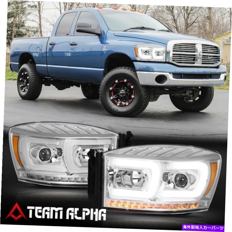 USヘッドライト FITS 2006-2009 RAM {デュアルLED C-BAR /順次} Chrome / Amber Projectorヘッドライト Fits 2006-2009 Ram {DUAL LED C-BAR/SEQUENTIAL} Chrome/Amber Projector Headlight【並行輸入品】