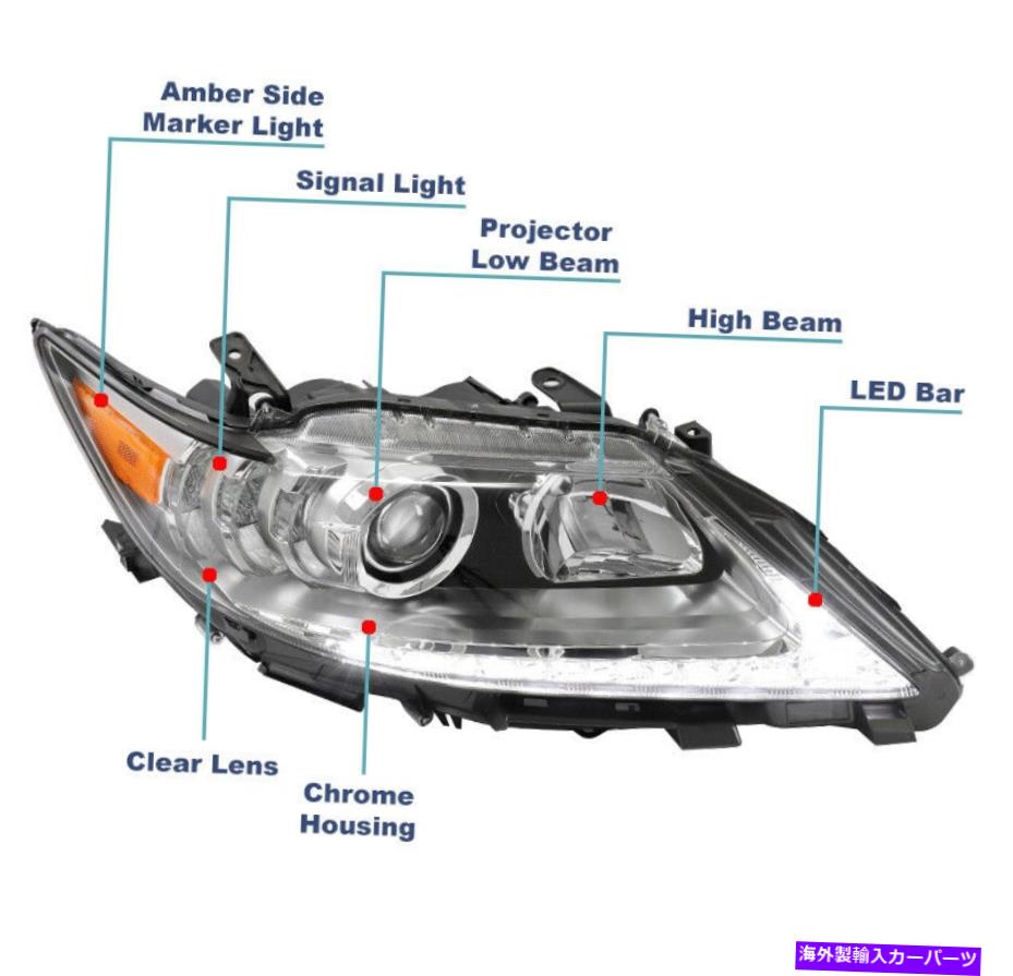 USヘッドライト 2013-2015 Lexus ES350 / ES300H LEDプロジェクターヘッドライトクローム旅客 For 2013-2015 Lexus ES350/ES300h LED Projector Headlight Chrome Passenger Right【並行輸入品】