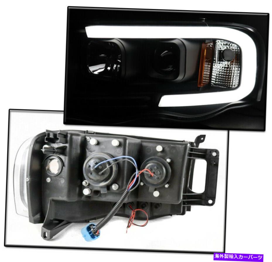 USヘッドライト 2002-2005のDodge RAM 1500黒LEDチューブプロジェクターヘッドライト+バンパーブルーDRL FOR 2002-2005 DODGE RAM 1500 BLACK LED TUBE PROJECTOR HEADLIGHT +BUMPER BLUE DRL【並行輸入品】