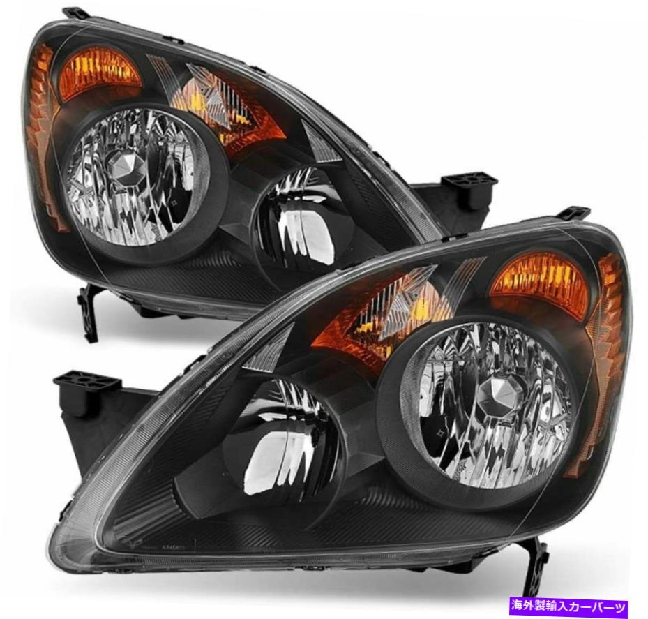 USヘッドライト Honda CRV C-RV 2005 2006ブラックヘッドライトヘッドランプランプドライバー＆パッセンジャー For Honda CRV C-RV 2005 2006 Black Headlights Headlamps Lamps Driver&Passanger【並行輸入品】