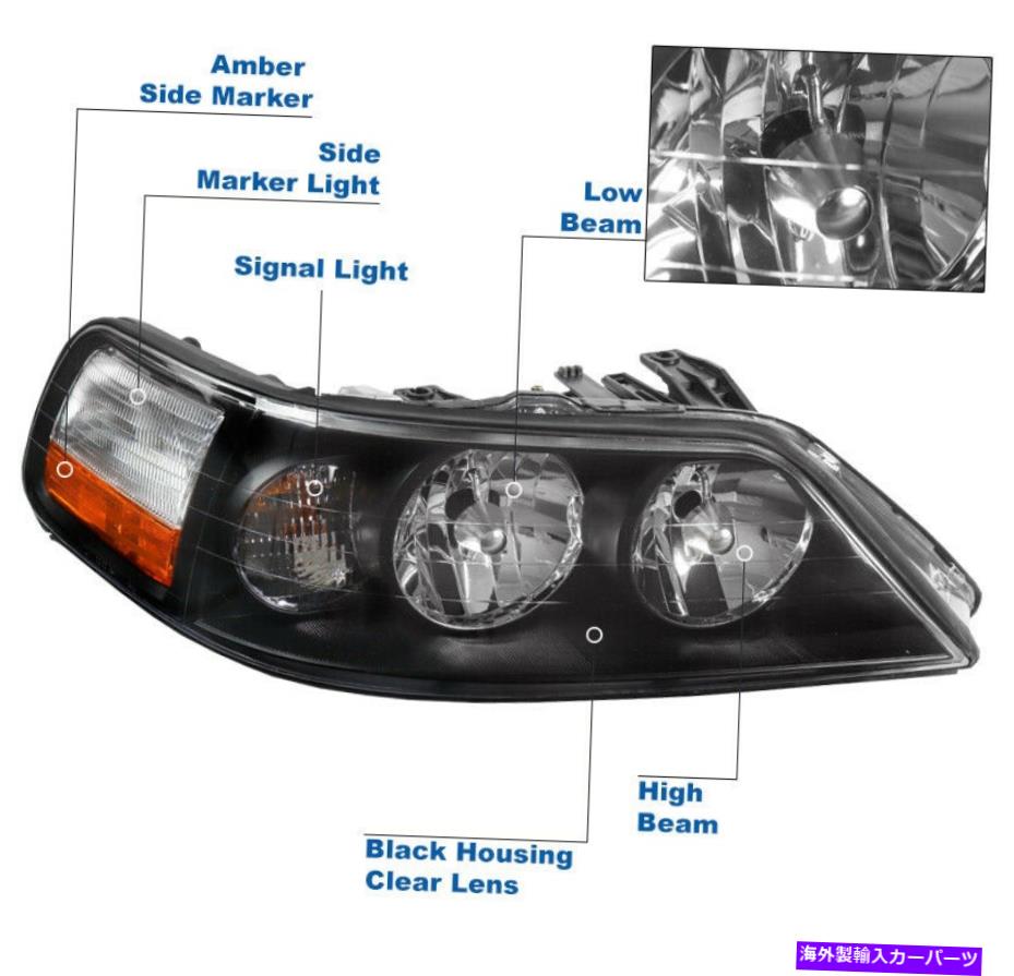 USヘッドライト 2005-2011リンカーンタウンカーハロゲンブラックヘッドライトW / Blue LED DRLランプ新品 For 2005-2011 Lincoln Town Car Halogen Black Headlights w/Blue LED DRL Lamps New【並行輸入品】 62,780円