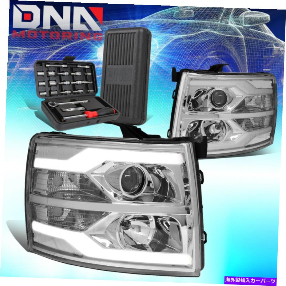 USヘッドライト 2007-2014 SilveradoデュアルLED DRLプロジェクタヘッドライトランプ+ツールクロームクリア FOR 2007-2014 SILVERADO DUAL LED DRL PROJECTOR HEADLIGHT LAMP+TOOLS CHROME CLEAR【並行輸入品】|Us Custom Parts Shop USDM