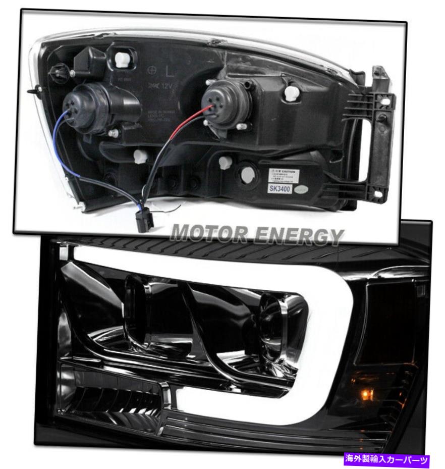 USヘッドライト 06-08ドッジRAMピックアップLEDチューブクロムプロジェクターヘッドライトランプW /バンパーDRL FOR 06-08 DODGE RAM PICKUP LED TUBE CHROME PROJECTOR HEADLIGHT LAMP W/BUMPER DRL【並行輸入品】