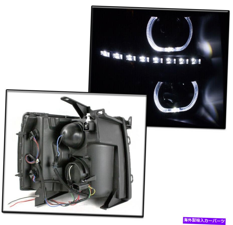 USヘッドライト Silverado Black U-Halo LEDプロジェクターヘッドライトW / DRL + 6K HID FOR CHEVY 2007-2013 SILVERADO BLACK U-HALO LED PROJECTOR HEADLIGHT W/DRL+6K HID【並行輸入品】