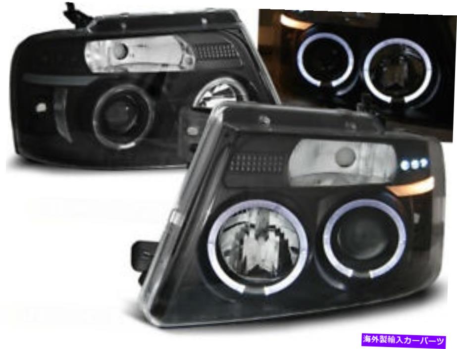 USヘッドライト Ford F150 MK 11 2004 2005 2007 2008 VR-1301 Angel Eyes Black Headlights for Ford F150 Mk 11 2004 2005 2006 2007 2008 VR-1301 Angel Eyes Black【並行輸入品】