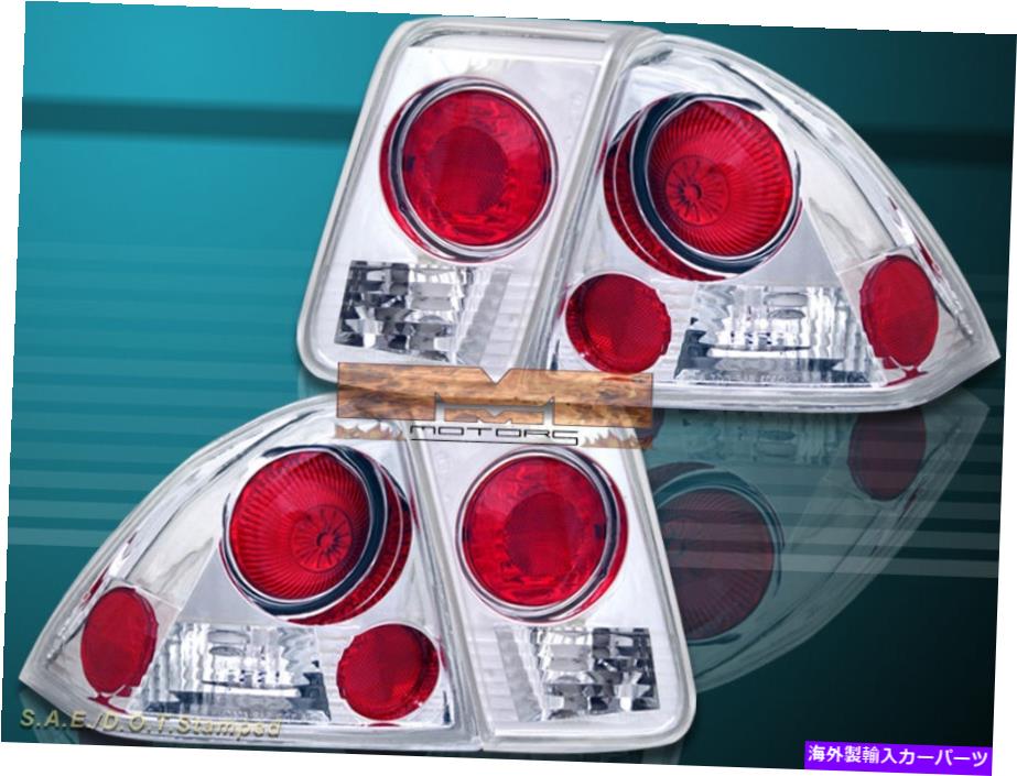 USテールライト 01-05ホンダシビックテールライト4ドアクリア02 03 G2 Fit For 01-05 HONDA CIVIC TAIL LIGHTS 4 DOORS CLEAR 02 03 G2【並行輸入品】