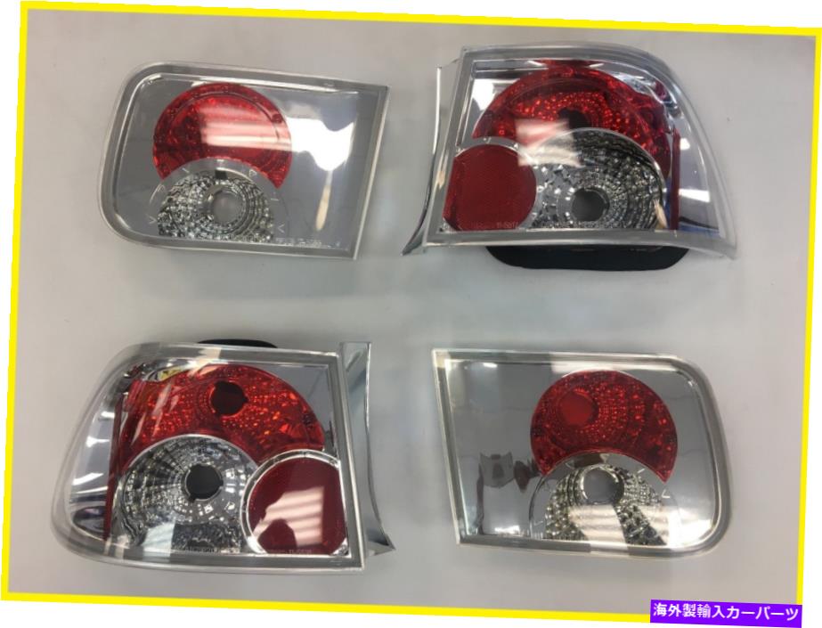 USテールライト ホンダシビック1996-1998 2ドアカスタム4ピースTaillightセットクロームとレッド Honda Civic 1996-1998 2-Door Custom 4-Piece Taillight Set Chrome and Red【並行輸入品】