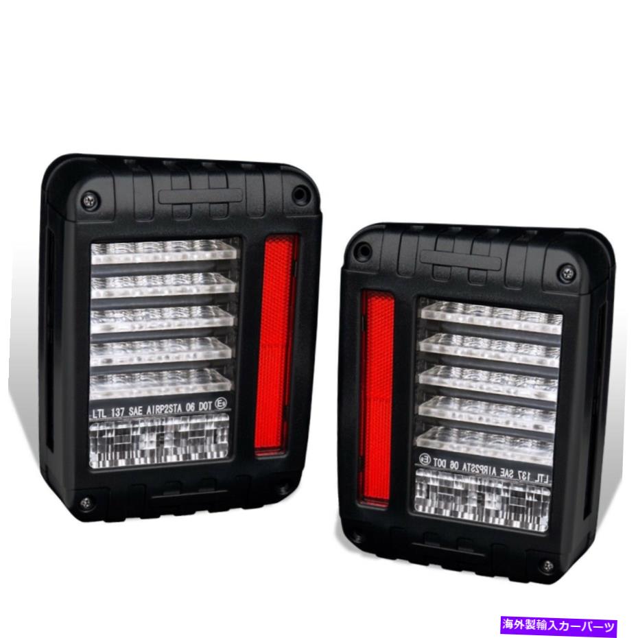 USテールライト フィット07-17ジープラングラーJK（USモデルのみ）バーLEDテールライトブラック/クリアレンズ Fit 07-17 Jeep Wrangler JK (US Model Only) Bar Led Tail Lights Black/Clear Lens【並行輸入品】