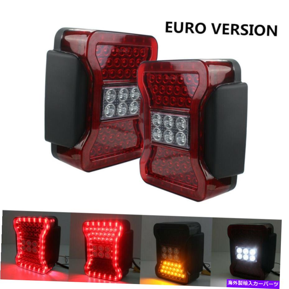 USテールライト ペアユーロ赤レンズLEDテールブレーキライトターンシグナルジープラングラーJK 07-17 Pair Euro Red Lens LED Tail Brake Lights Turn Signal For Jeep Wrangler JK 07-17【並行輸入品】