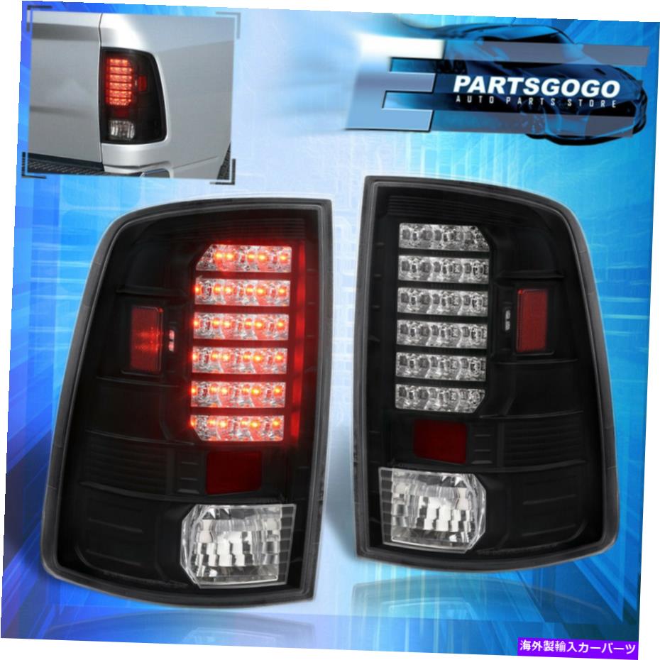USテールライト 09-18 Dodge RAM 1500/2500/3500 LEDテールライトランプ左+右黒クリア For 09-18 Dodge RAM 1500/2500/3500 LED Tail Lights Lamps Left+Right Black Clear【並行輸入品】