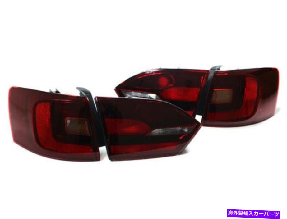 USテールライト 11-14 Jetta MK6のための後部霧の暗い桜の焼き付け Dark Cherry Red Euro Taillights w/ Rear Fogs for 11-14 Jetta MK6【並行輸入品】