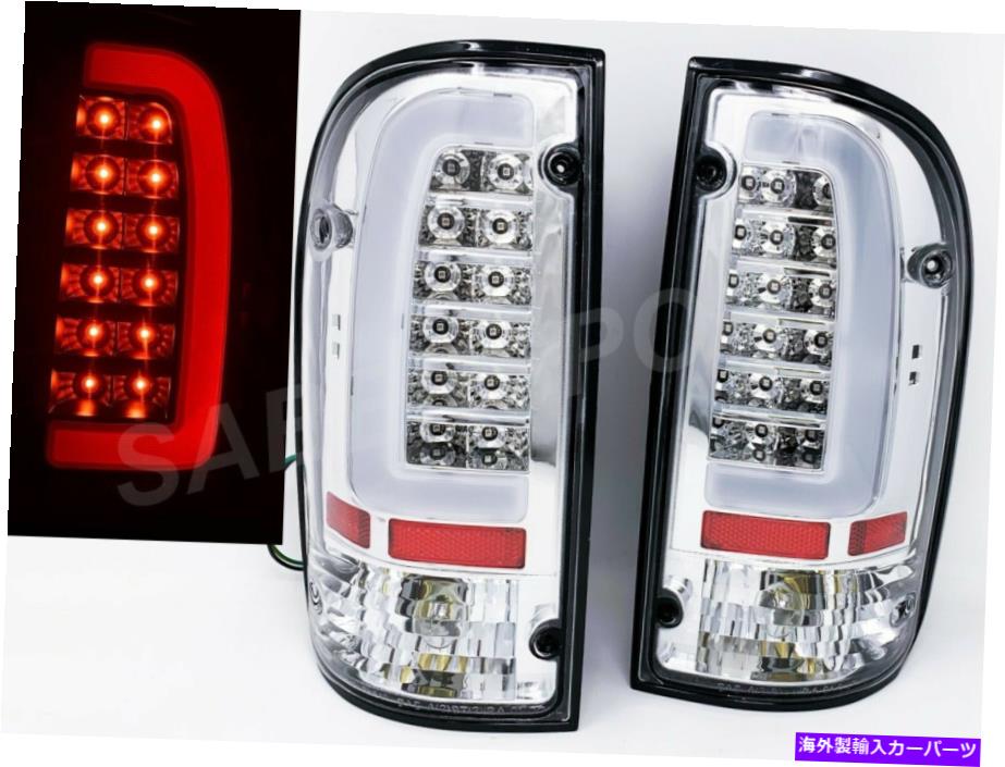 USテールライト 1995年から2000年のトヨタタコマ2WD 4WDのペアクロームC-BAR LEDタレイトのセット Set of Pair Chrome C-Bar LED Taillights for 1995-2000 Toyota Tacoma 2WD 4WD【並行輸入品】