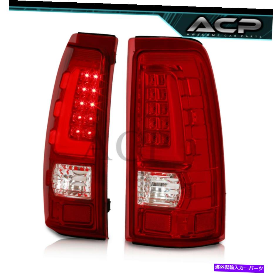USテールライト 99-06 Silverado Sierraのための赤い澄んだレンズの管のバーを導きました Chrome Housing Red Clear Lens Tube Bar LED Tail Light For 99-06 Silverado Sierra【並行輸入品】