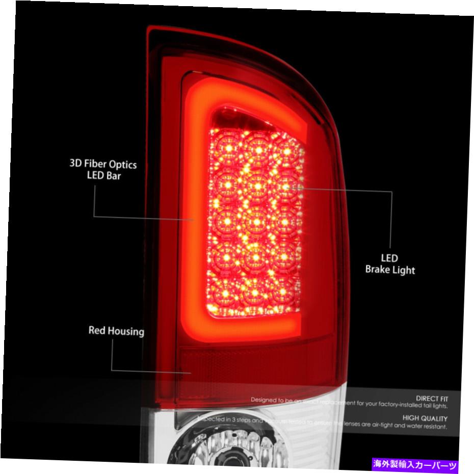 USテールライト クリアレンズレッド3D LEDバーリアテールブレーキライト02-06 RAM 1500/2500/3500 CLEAR LENS RED 3D LED BAR REAR TAIL BRAKE LIGHT FOR 02-06 RAM 1500/2500/3500【並行輸入品】