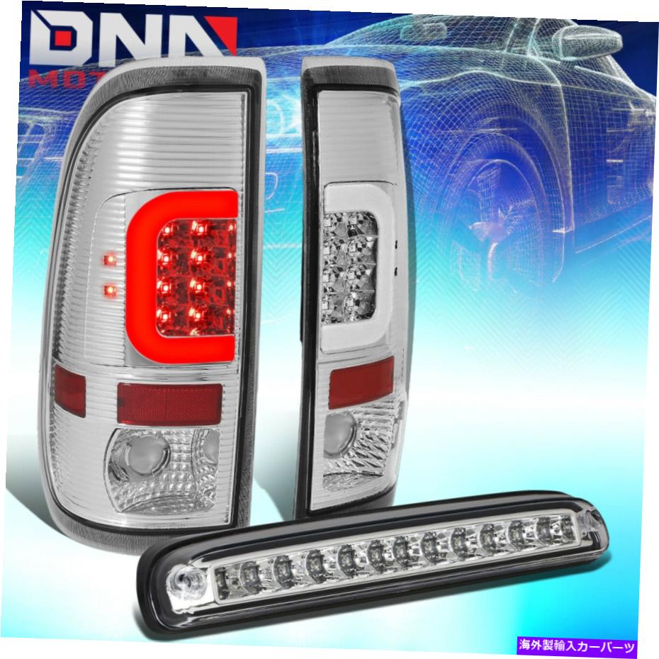 USテールライト フィット99-07フォードスーパーデューティ3D LED Cバーテールライト+ 3番目のブレーキランプクロム/クリア FIT 99-07 FORD SUPER DUTY 3D LED C-BAR TAIL LIGHT+THIRD BRAKE LAMP CHROME/CLEAR【並行輸入品】