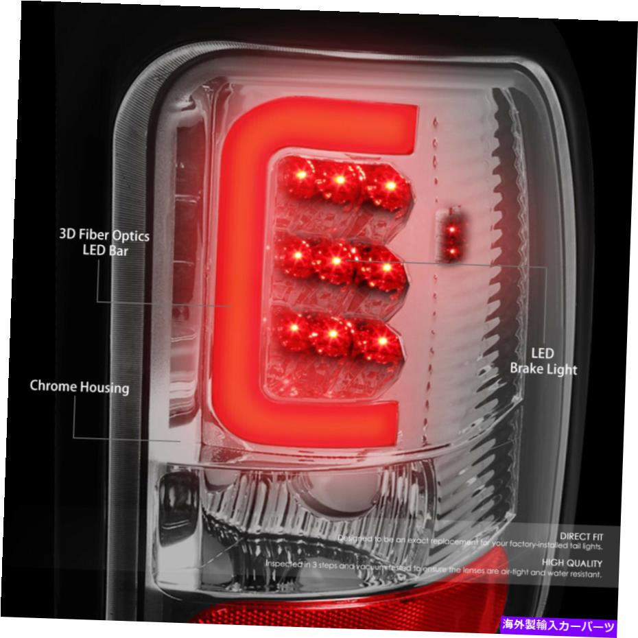 USテールライト 1994 - 2002年のDodge Ram 1500-3500のためのペアクロームクリア3D LEDバーテールライトLH + RH PAIR CHROME CLEAR 3D LED BAR TAIL LIGHT LH+RH FOR 1994-2002 DODGE RAM 1500-3500【並行輸入品】