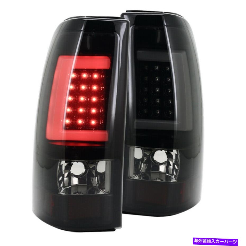 USテールライト 1999年から2002年Silverado Sierra LED DRLバー光沢のある黒煙テールブレーキライト For 1999-2002 Silverado Sierra LED DRL Bar Glossy Black Smoke Tail Brake Lights【並行輸入品】