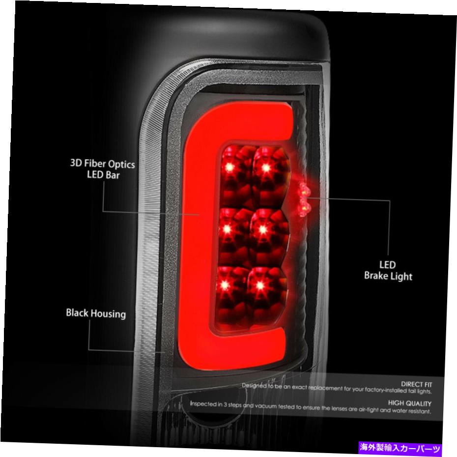 USテールライト 94-02 Dodge Ram用のペアブラックハウジングクリア3D U-Halo Red LEDテールライトLH + RH PAIR BLACK HOUSING CLEAR 3D U-HALO RED LED TAIL LIGHT LH+RH FOR 94-02 DODGE RAM【並行輸入品】