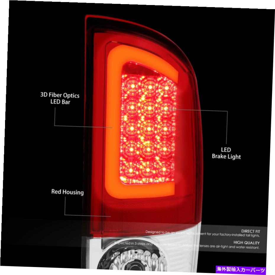 USテールライト クロム赤レンズ3D赤色LEDバーテールライトLH + RAM 1500のためのLH + RH CHROME RED LENS 3D RED LED BAR TAIL LIGHTS LH+RH FOR 2002-2006 DODGE RAM 1500【並行輸入品】