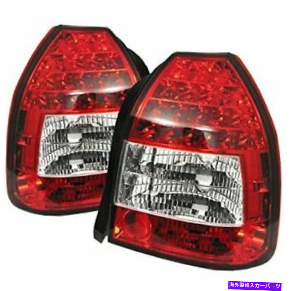 USテールライト スパイダーホンダシビック96-00 3dr LEDテールライト - 赤クリア Spyder Honda Civic 96-00 3DR LED Tail Lights - Red Clear【並行輸入品】
