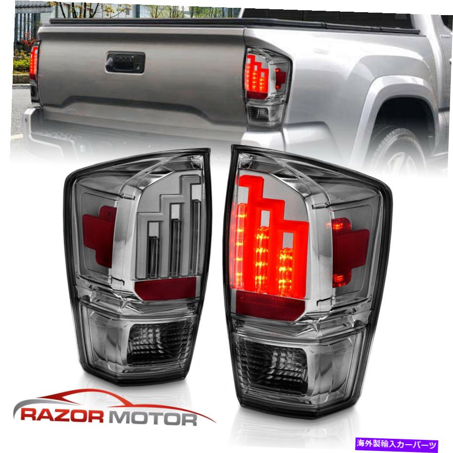 USテールライト 2016-2019トヨタタコマピックアップLEDスモークリアブレーキテールライトランプペア For 2016-2019 Toyota Tacoma PickUp LED Smoke Rear Brake Tail Lights Lamps Pair【並行輸入品】