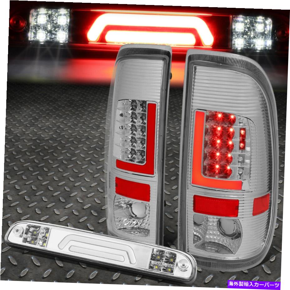 USテールライト 08-16フォードスーパーデューティ赤LED Lバーテール+ 3D 3次ブレーキ/貨物ライトクロム FOR 08-16 FORD SUPER DUTY RED LED L-BAR TAIL+3D THIRD BRAKE/CARGO LIGHT CHROME【並行輸入品】