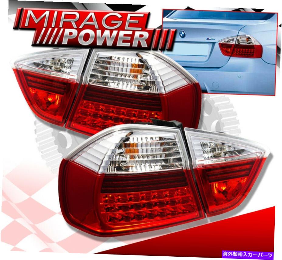 USテールライト 06-08 BMW E90 323 325 325 328 330 4ドアクロム赤LEDテールライト4ピースセット For 06-08 BMW E90 323 325 328 330 4 Door Chrome Red LED Tail Lights 4Piece Set【並行輸入品】