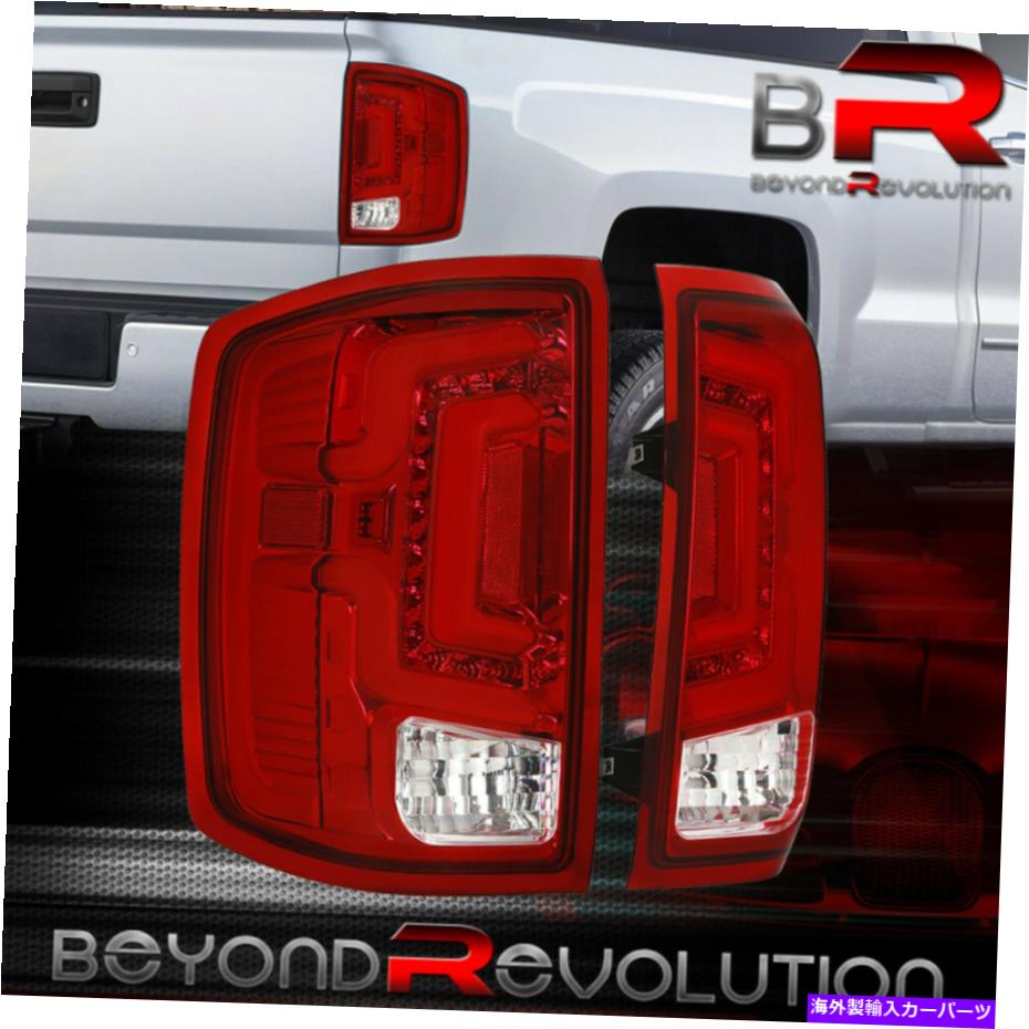USテールライト 2014-2018 Chevy Silverado ChromeレッドレンズLEDチューブテールライトブレーキランプ For 2014-2018 Chevy Silverado Chrome Red Lens LED Tube Tail Lights Brake Lamps【並行輸入品】