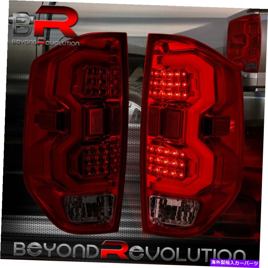 USテールライト 2014-2021 TundraチューブLEDの駆動クロムテール信号ライトスモークレッドレンズ For 2014-2021 Tundra Tube LED Driving Chrome Tail Signal Lights Smoked Red Lens【並行輸入品】