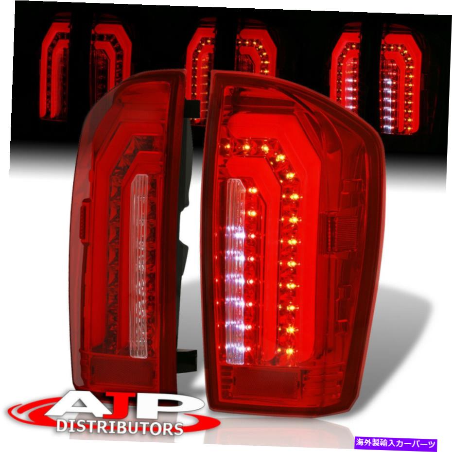 USテールライト 2016-2021 Tacomaのための赤いレンズの交換の管LEDブレーキテールライトランプのペア Red Lens Replacement Tube LED Brake Tail Lights Lamps Pair For 2016-2021 Tacoma【並行輸入品】