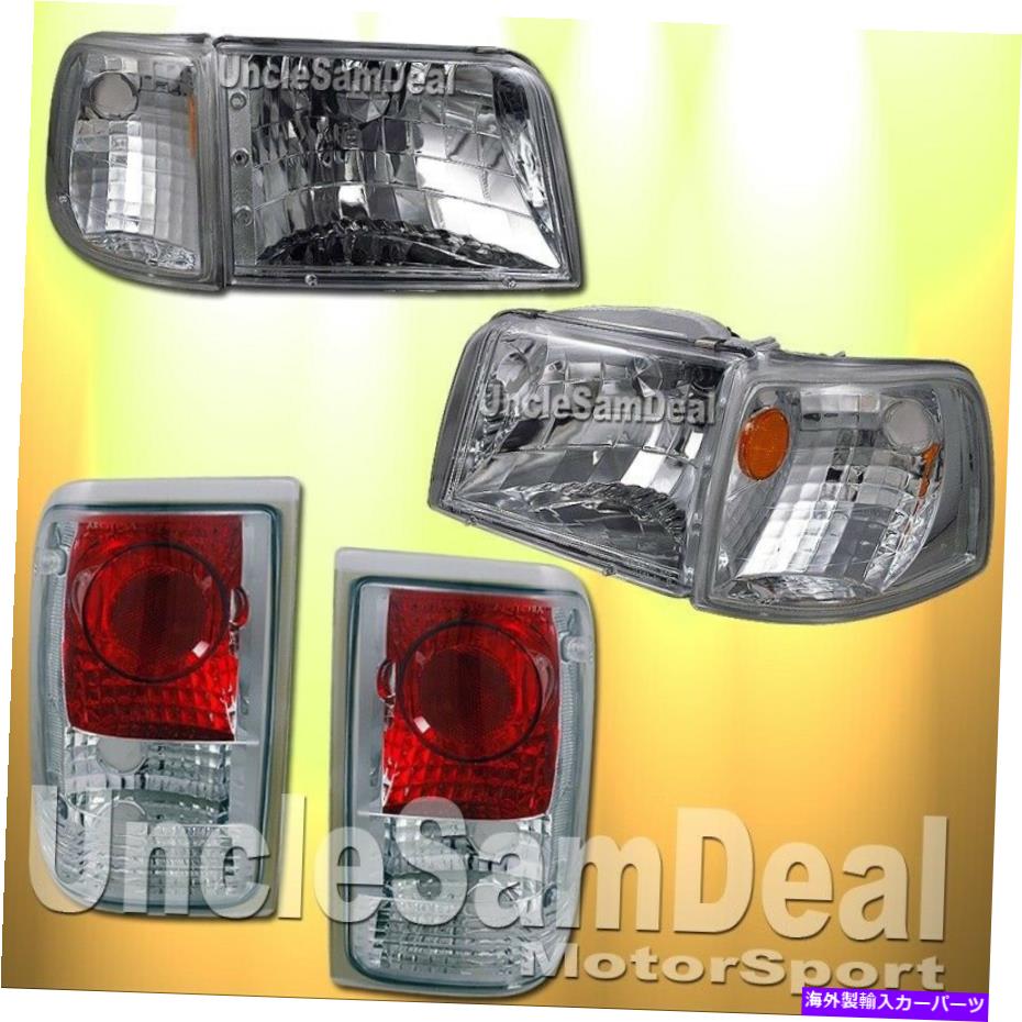 USテールライト 93-97フォードレンジャークリアレンズクロムヘッドライトコーナーアルテッツァテールライト6ピース 93-97 FORD RANGER CLEAR LENS CHROME HEADLIGHTS CORNER ALTEZZA TAIL LIGHTS 6PIECE【並行輸入品】