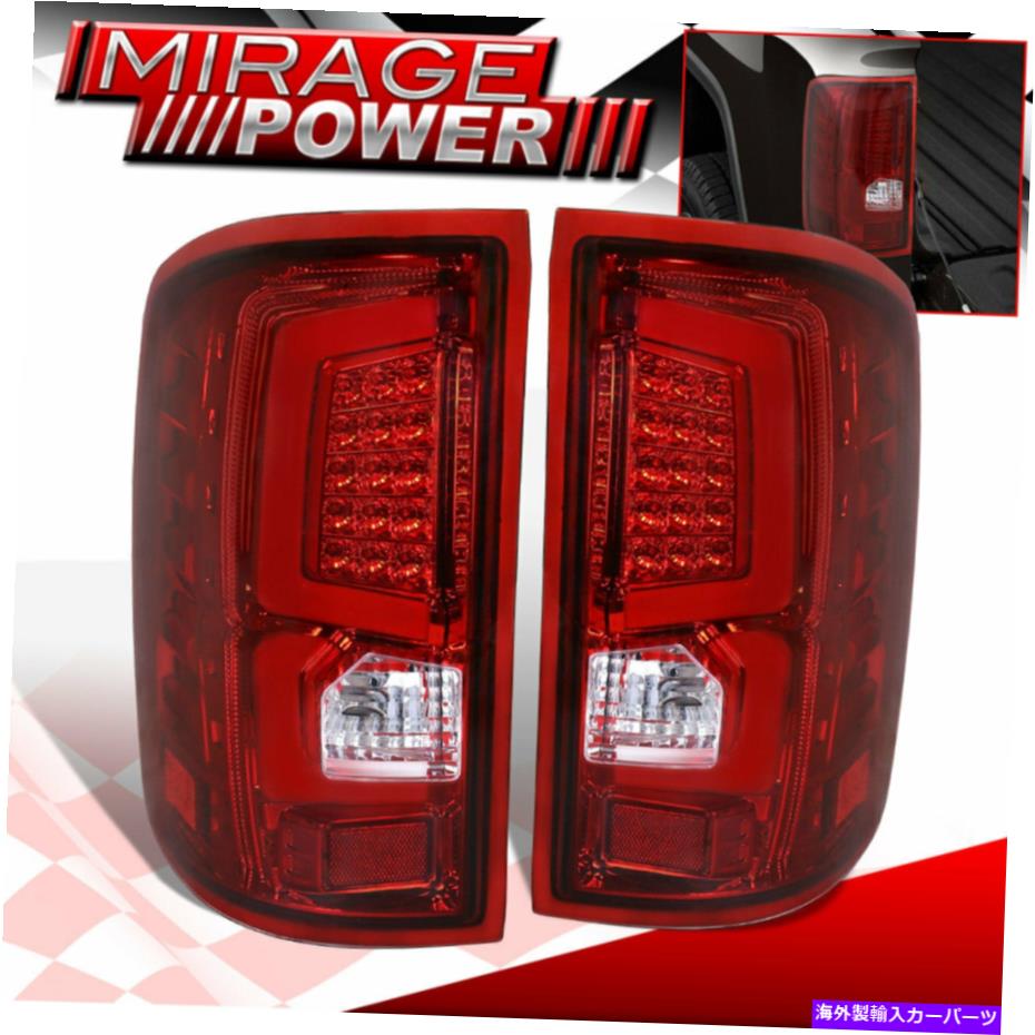 USテールライト 14-18シエラリアテールライトアセンブリチューブLEDランプクロームハウジングレッドレンズ For 14-18 Sierra Rear Tail Light Assembly Tube LED Lamps Chrome Housing Red Lens【並行輸入品】